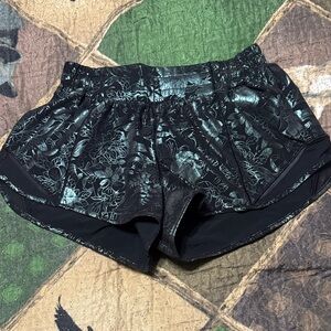 Lululemon Athletica Black Floral Athletic Shorts